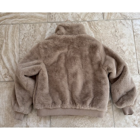 Zara Faux Fur Bomber Jacket Beige Kids Size 11-12 Or Women Size XS - Picture 7 of 11